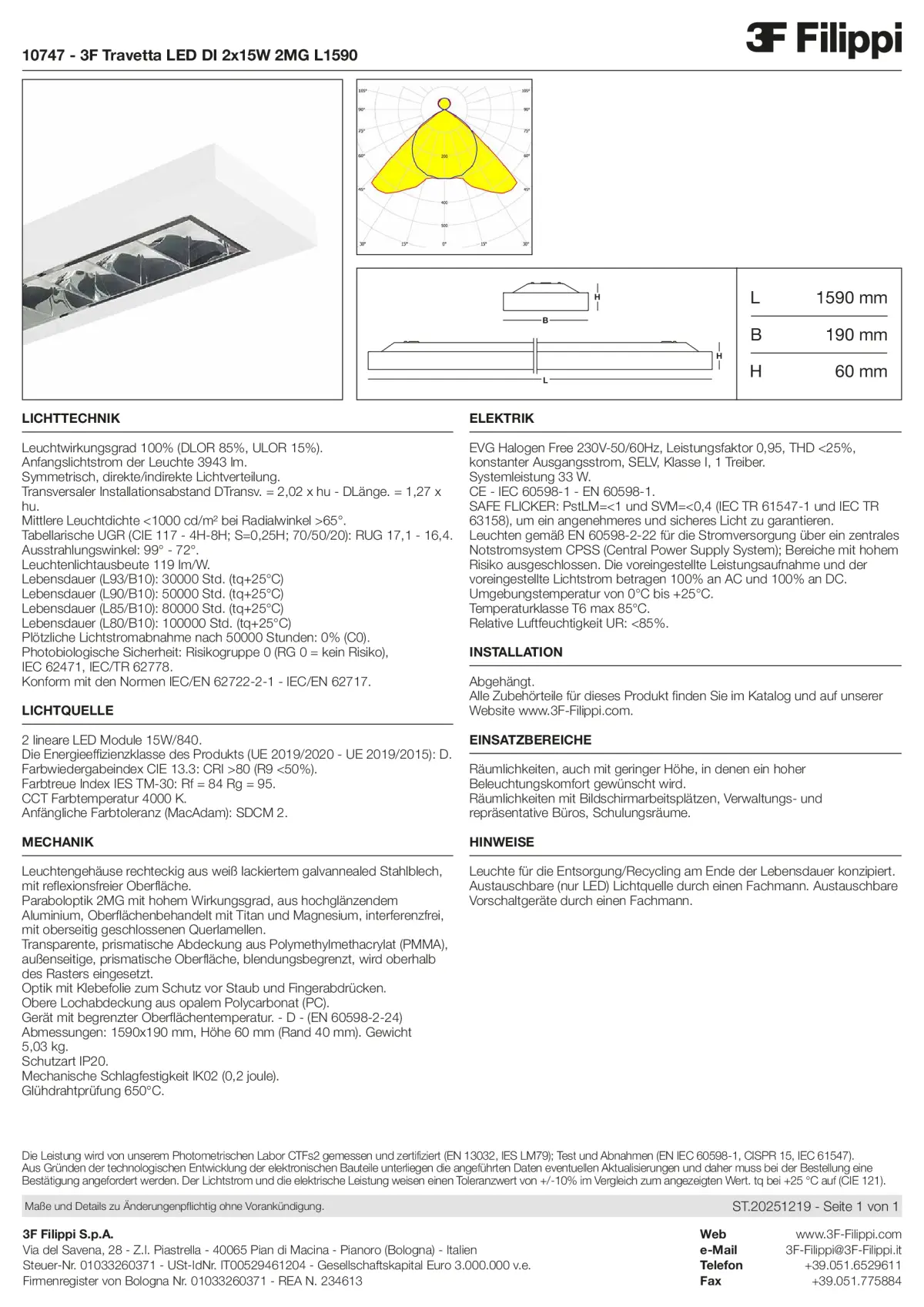 10747 - 3F Travetta LED DI 2x15W 2MG L1590 - Datasheet - de
