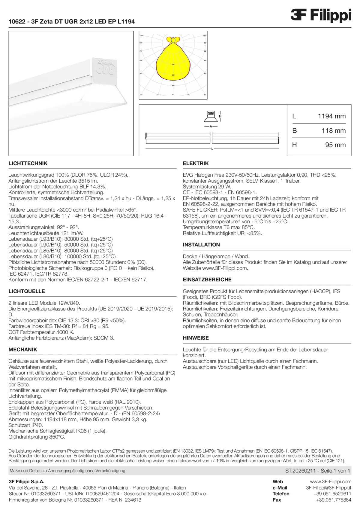 10622 - 3F Zeta DT UGR 2x12 LED EP L1194 - Datasheet - de
