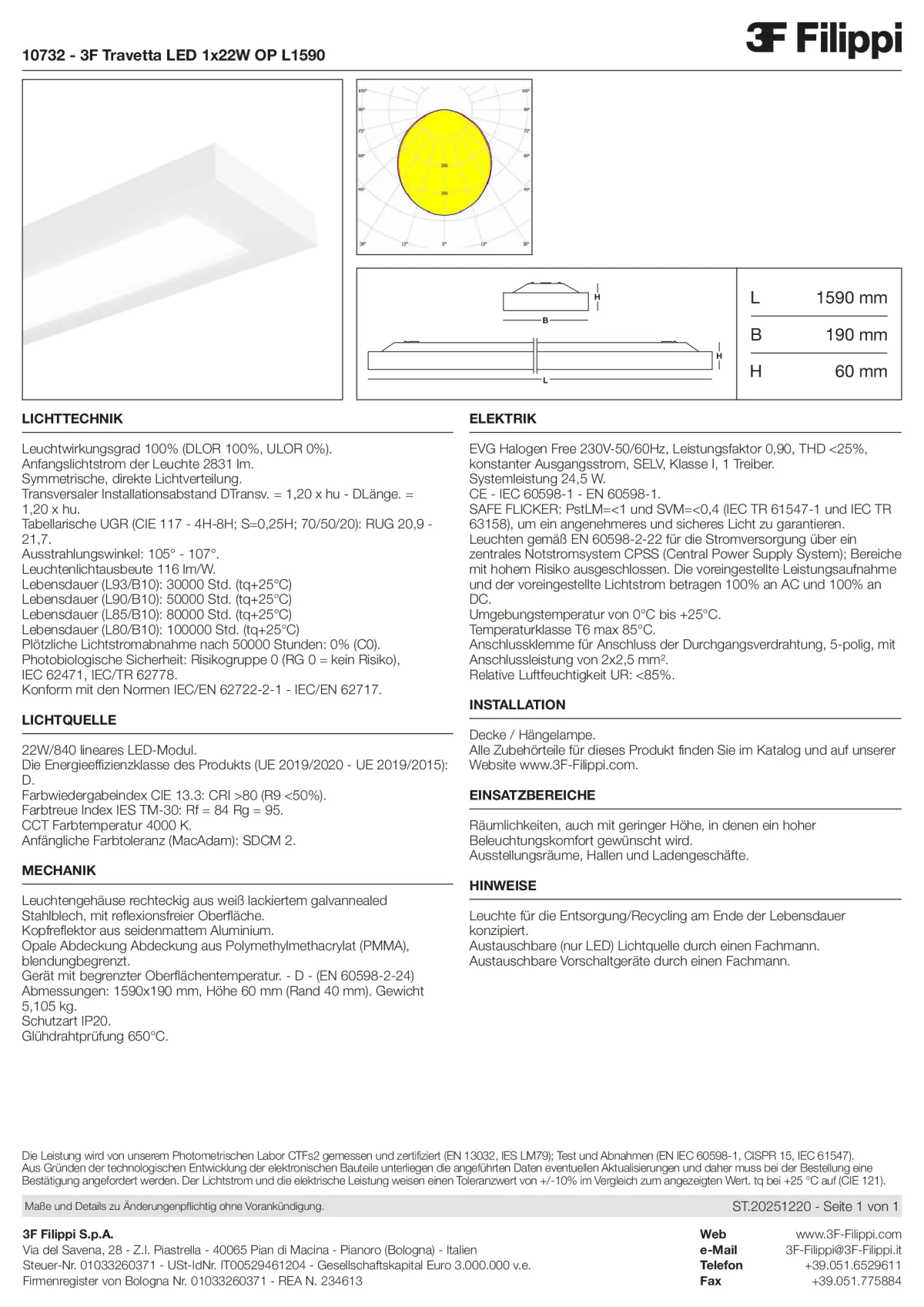 10732 - 3F Travetta LED 1x22W OP L1590 - Datasheet - de
