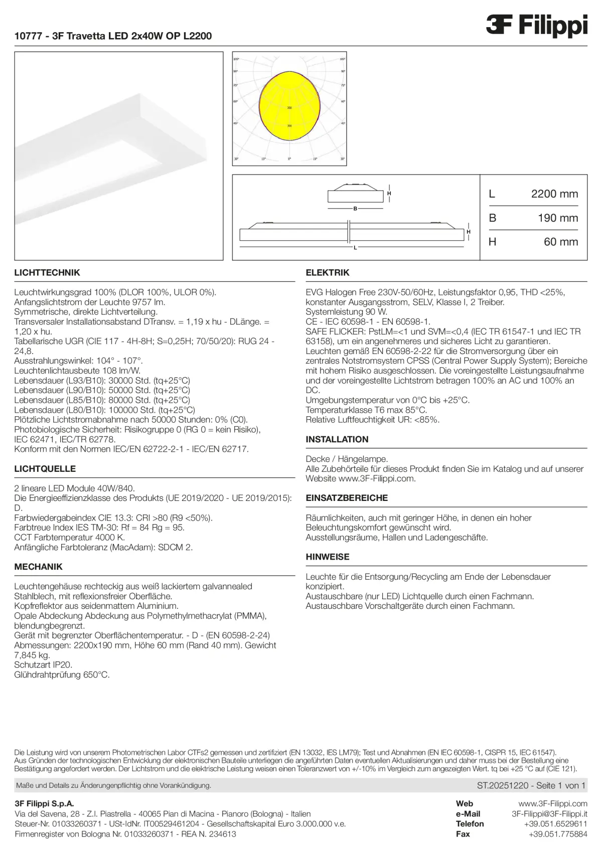 10777 - 3F Travetta LED 2x40W OP L2200 - Datasheet - de