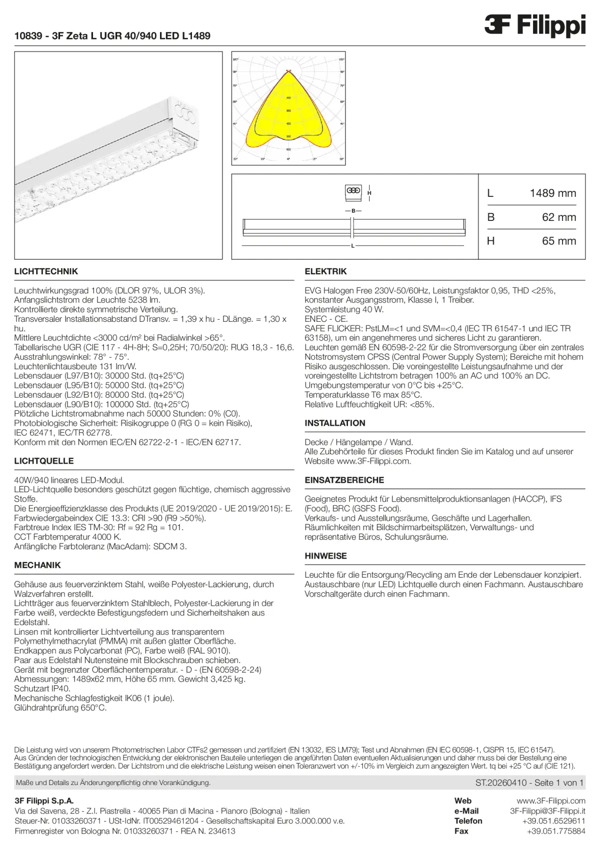 10839 - 3F Zeta L UGR 40-940 LED L1489 - Datasheet - de