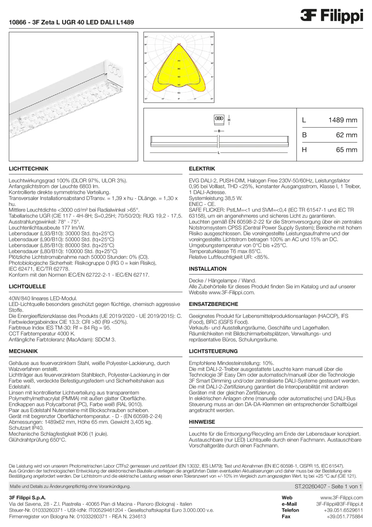 10866 - 3F Zeta L UGR 40 LED DALI L1489 - Datasheet - de