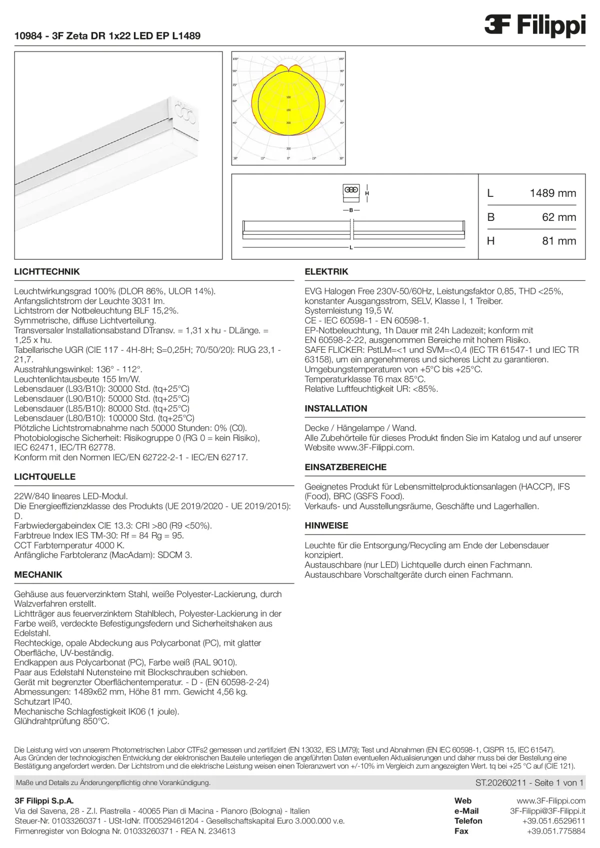 10984 - 3F Zeta DR 1x22 LED EP L1489 - Datasheet - de