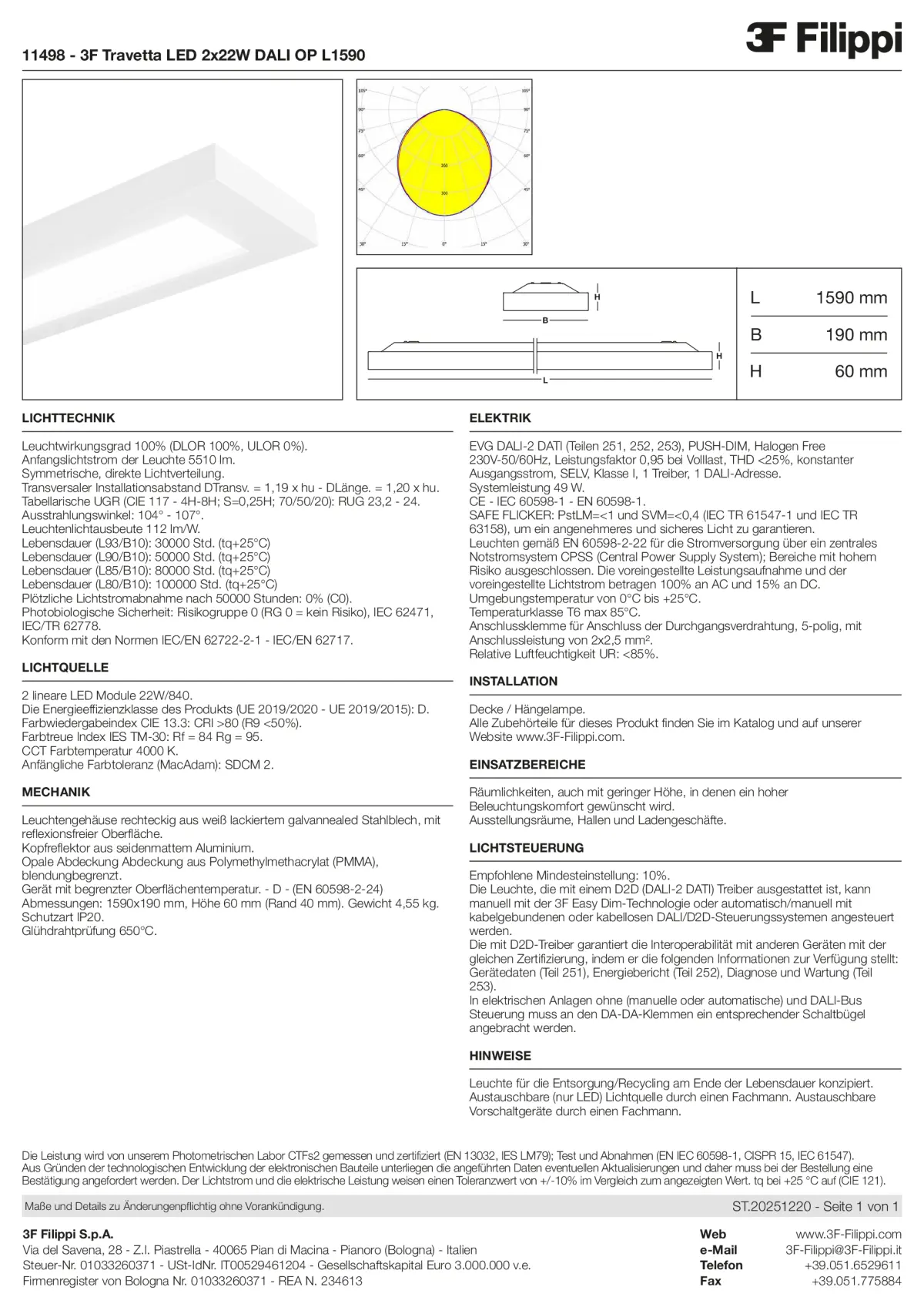 11498 - 3F Travetta LED 2x22W DALI OP L1590 - Datasheet - de