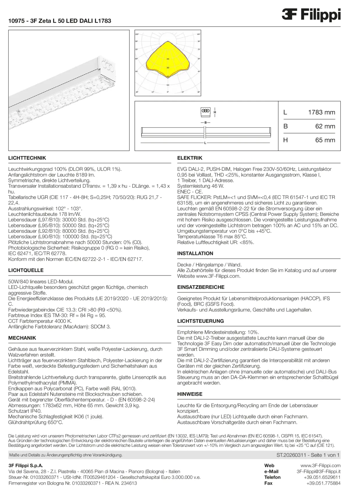 10975 - 3F Zeta L 50 LED DALI L1783 - Datasheet - de