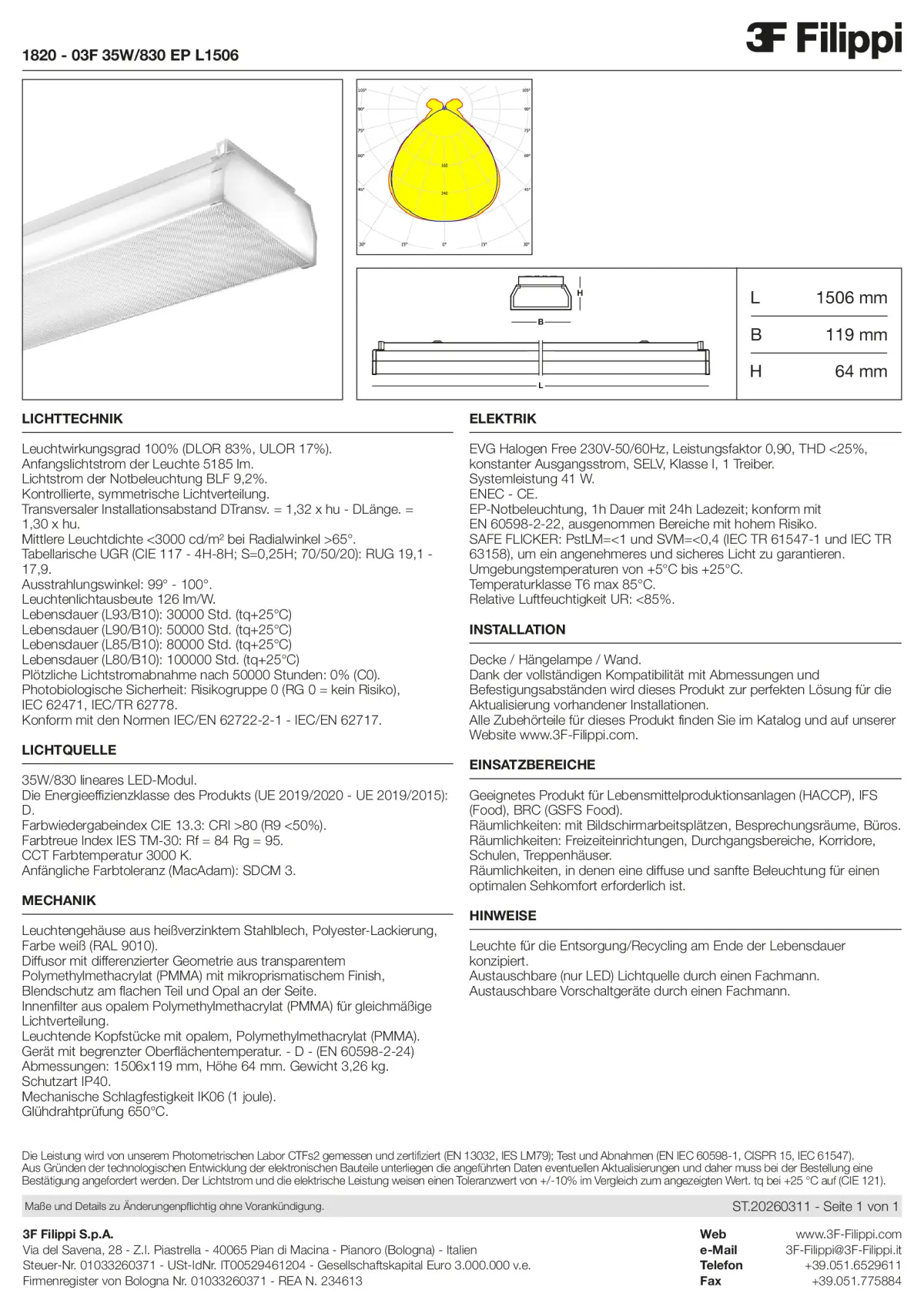 1820 - 03F 35W-830 EP L1506 - Datasheet - de