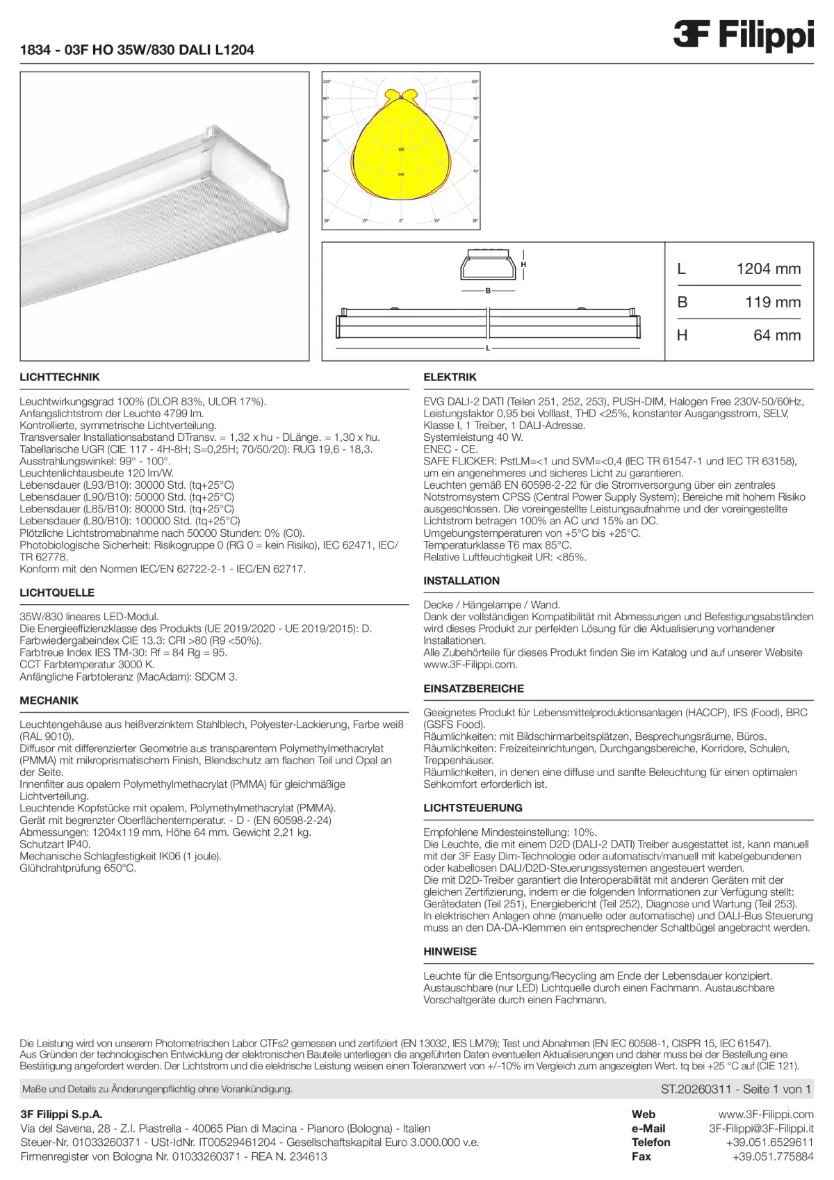 1834 - 03F HO 35W-830 DALI L1204 - Datasheet - de