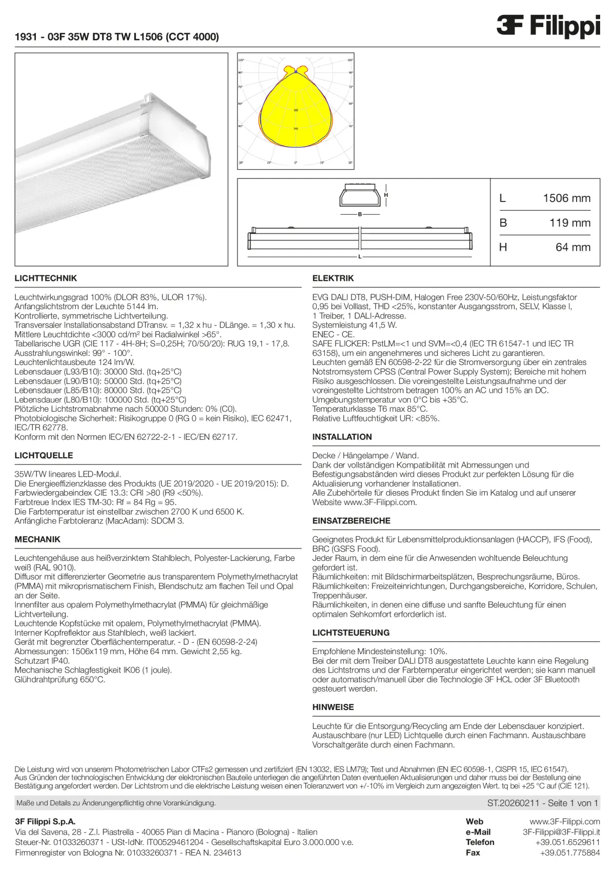 1931 - 03F 35W DT8 TW L1506 (CCT 4000) - Datasheet - de