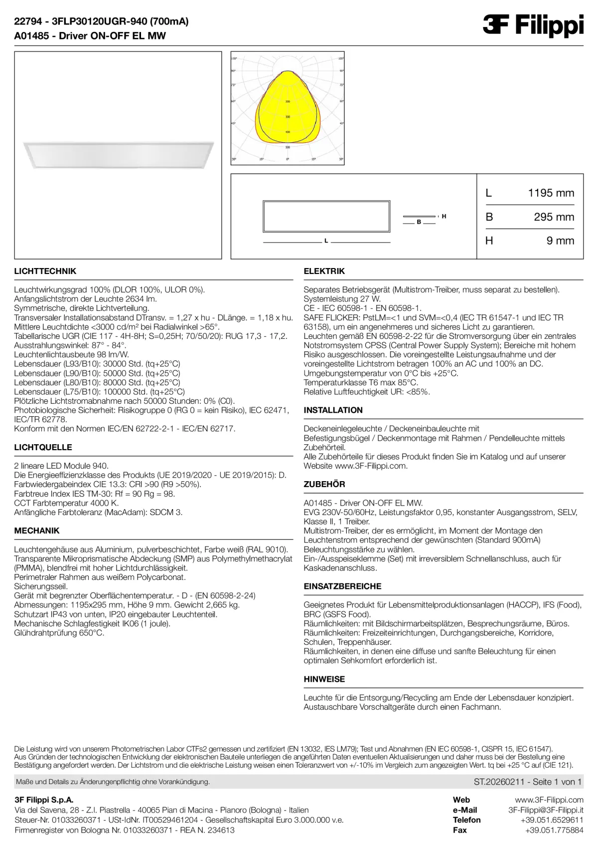 22794+A01485 - 3FLP30120UGR-940 (700mA) + ON-OFF EL MW - Datasheet - de