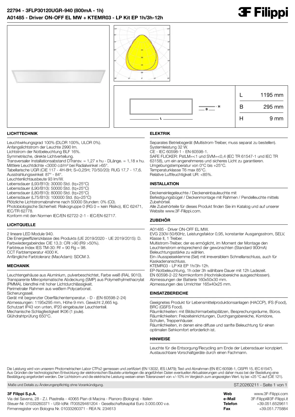22794+A01485+KTEMR03 - 3FLP30120UGR-940 (800mA - 1h) + ON-OFF EL MW + Kit EP 1h-3h - Datasheet - de