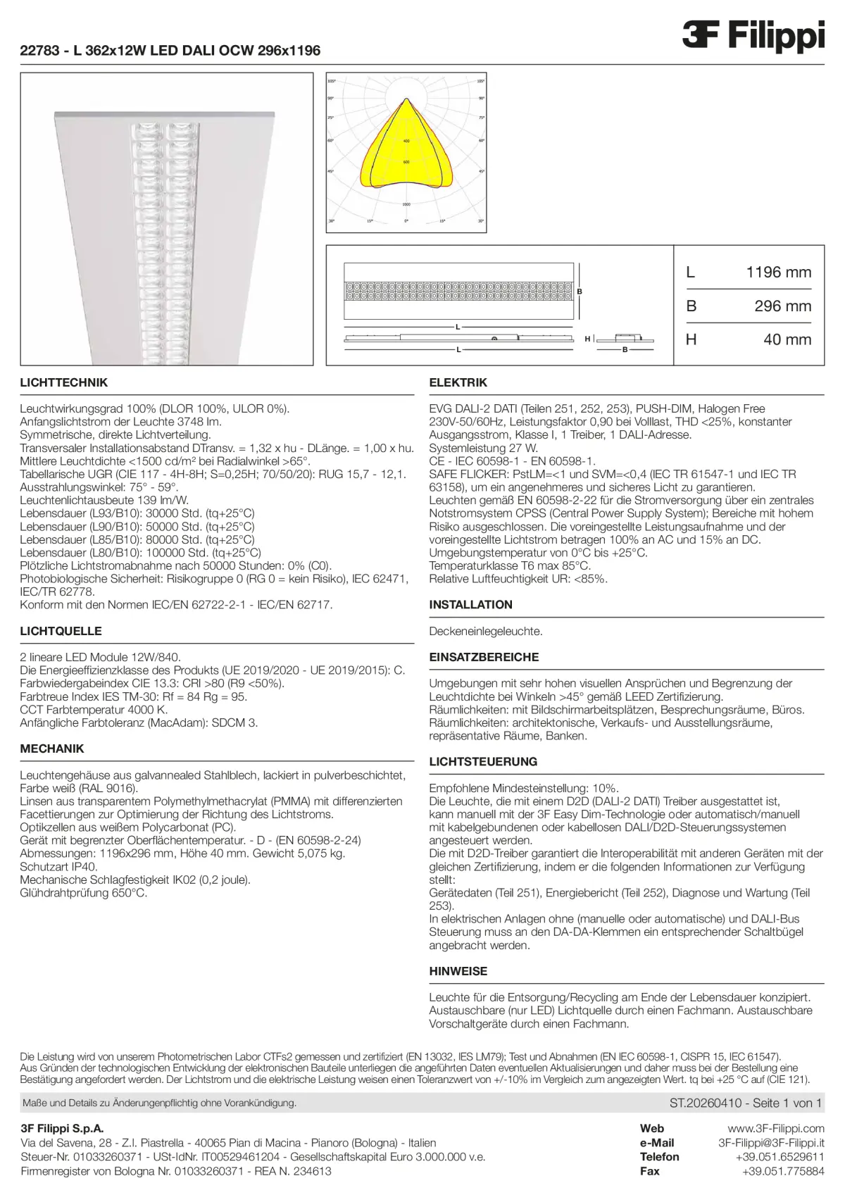 22783 - L 362x12W LED DALI OCW 296x1196 - Datasheet - de