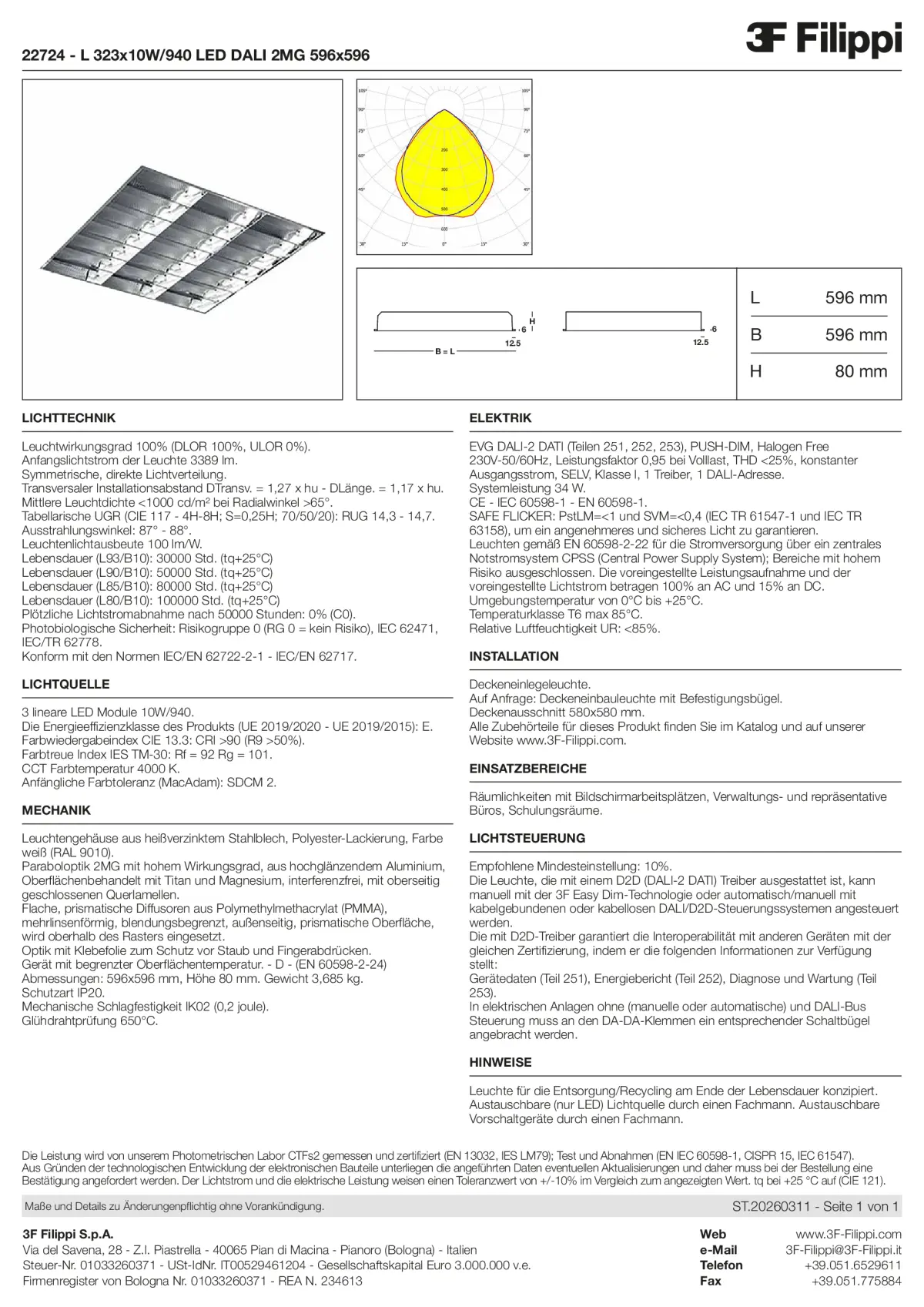 22724 - L 323x10W-940 LED DALI 2MG 596x596 - Datasheet - de