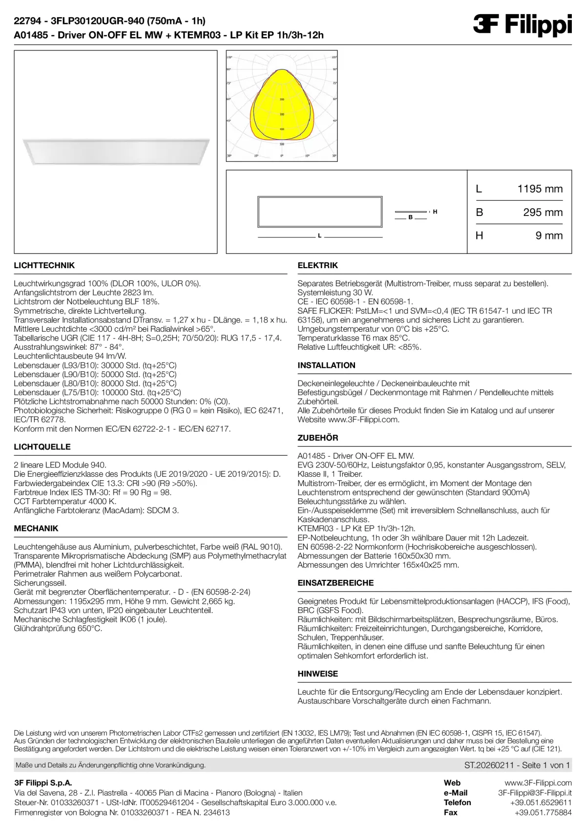 22794+A01485+KTEMR03 - 3FLP30120UGR-940 (750mA - 1h) + ON-OFF EL MW + Kit EP 1h-3h - Datasheet - de