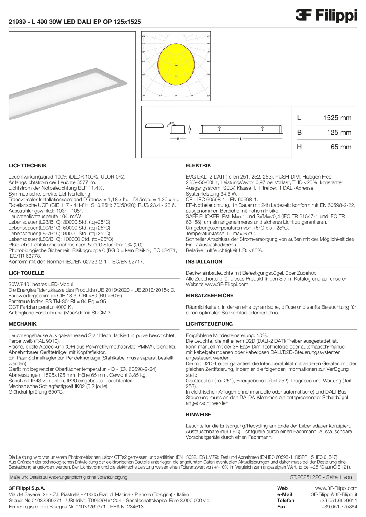 21939 - L 490 30W LED DALI EP OP 125x1525 - Datasheet - de