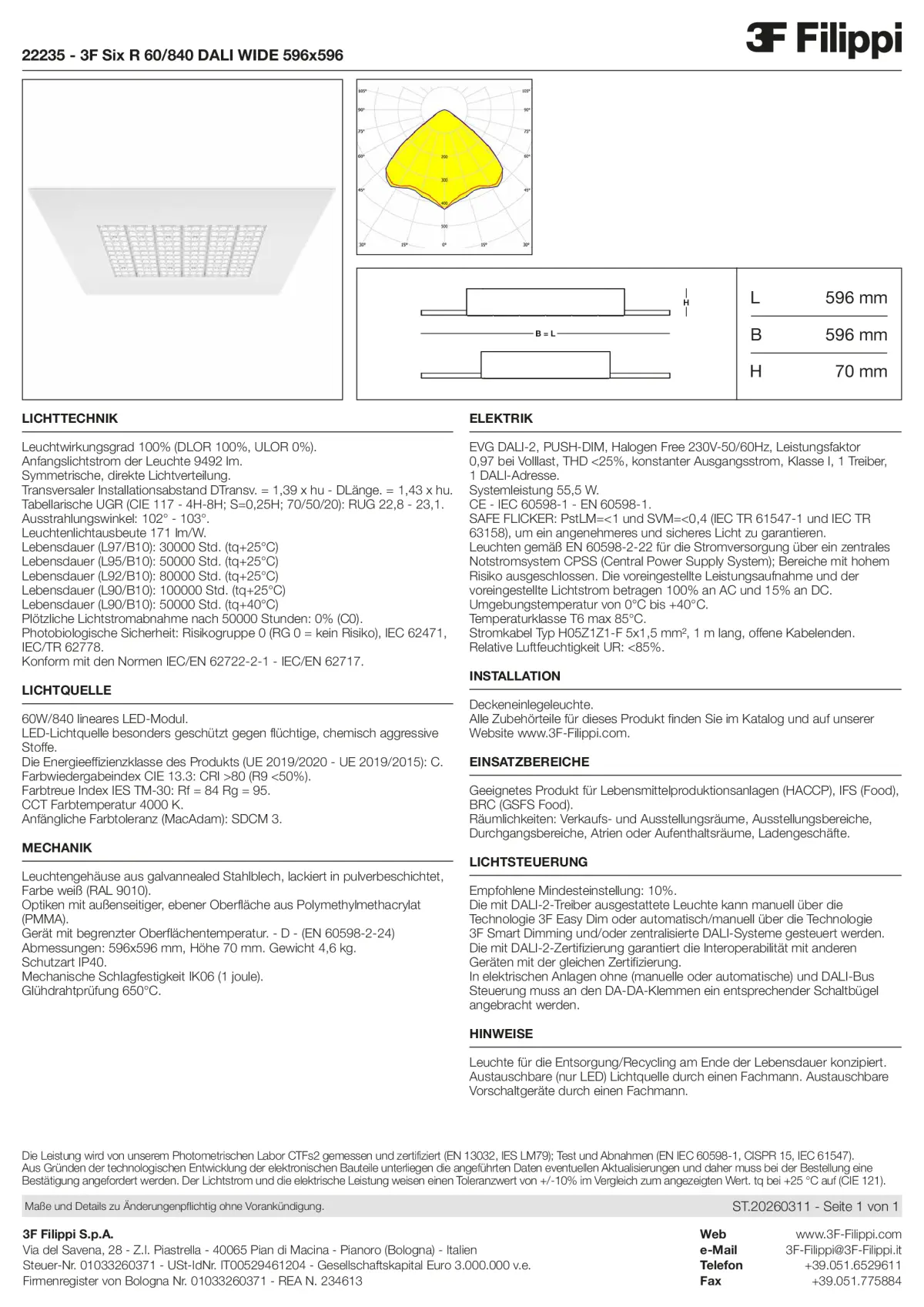 22235 - 3F Six R 60-840 DALI WIDE 596x596 - Datasheet - de
