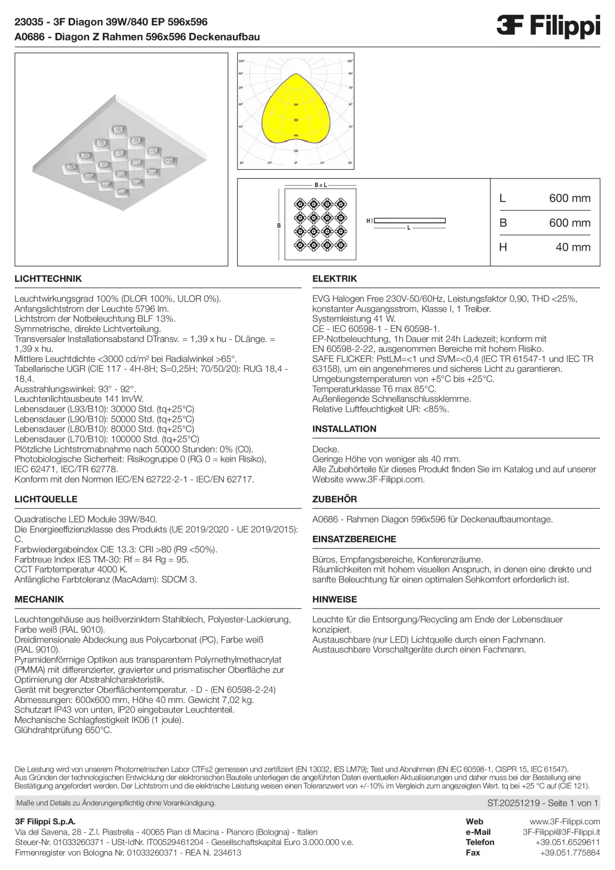 23035+A0686 - 3F Diagon 39W-840 EP 596x596 + Corn.plaf. - Datasheet - de