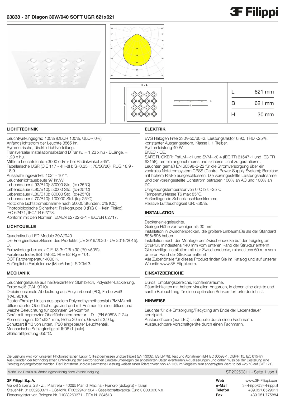 23838 - 3F Diagon 39W-940 SOFT UGR 621x621 - Datasheet - de