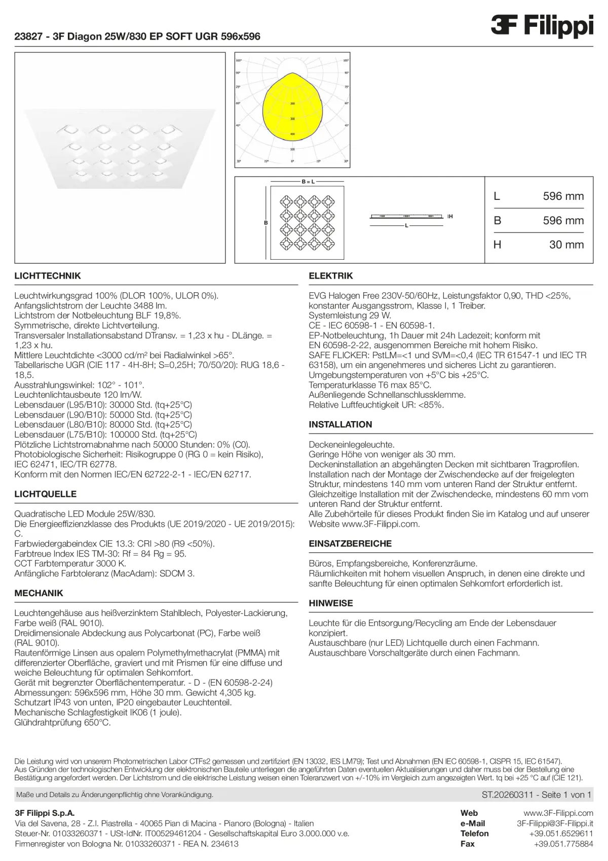 23827 - 3F Diagon 25W-830 EP SOFT UGR 596x596 - Datasheet - de