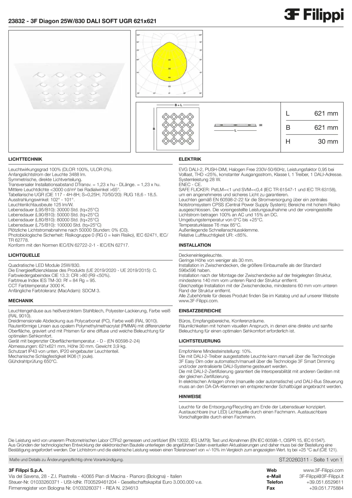 23832 - 3F Diagon 25W-830 DALI SOFT UGR 621x621 - Datasheet - de