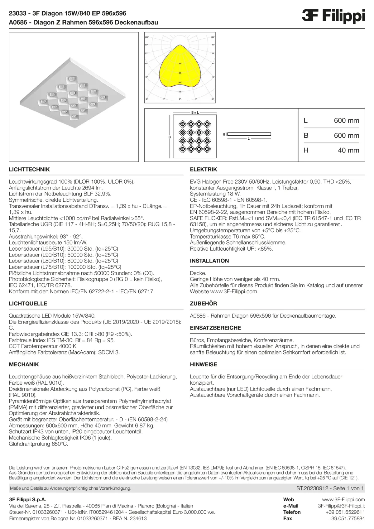 23033+A0686 - 3F Diagon 15W-840 EP 596x596 + Corn.plaf. - Datasheet - de