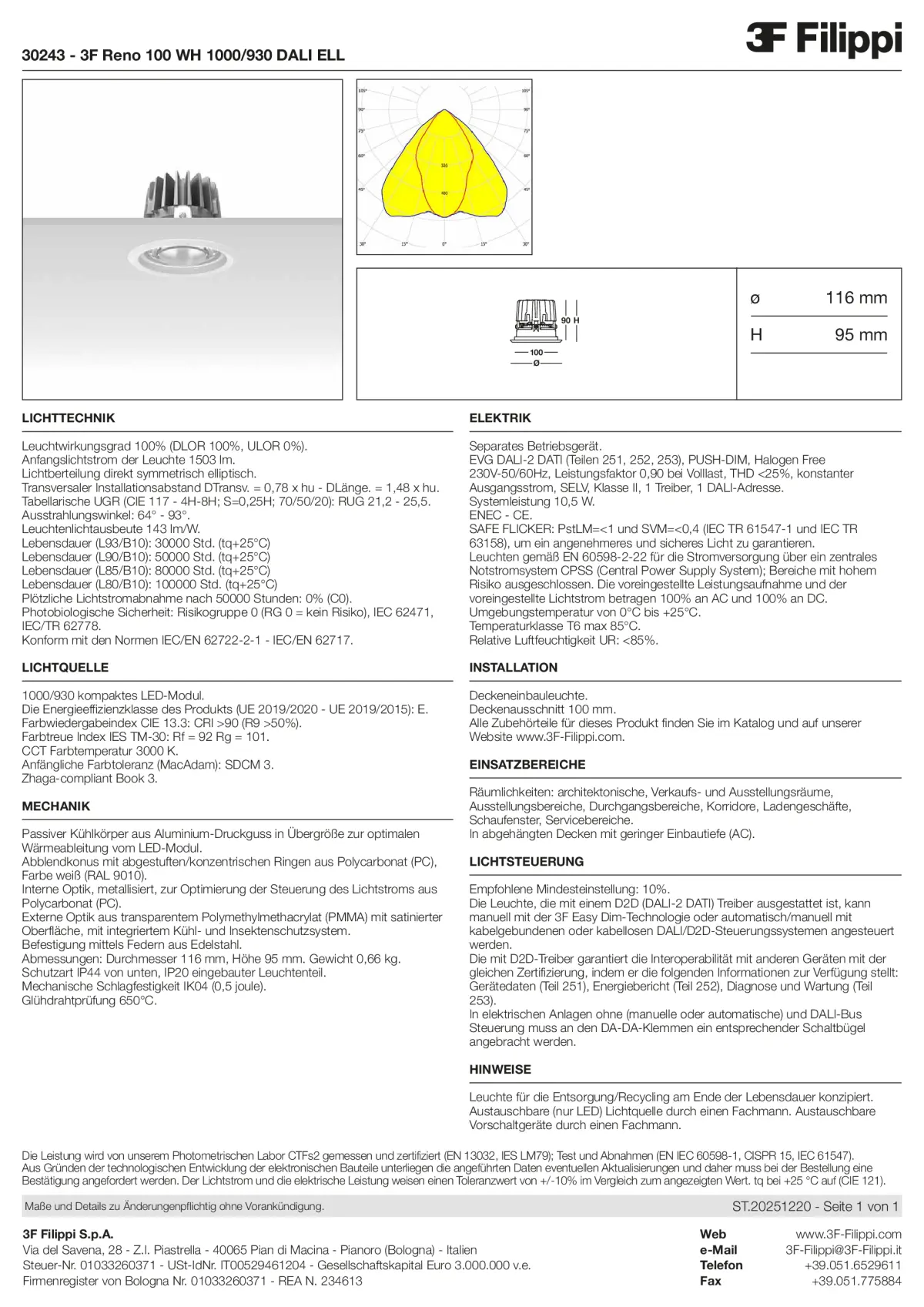 30243 - 3F Reno 100 WH 1000-930 DALI ELL - Datasheet - de