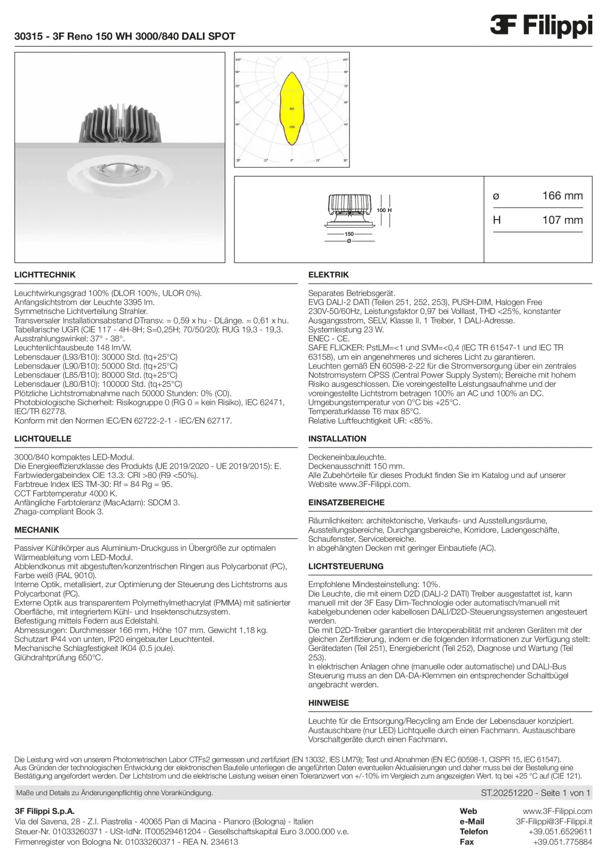 30315 - 3F Reno 150 WH 3000-840 DALI SPOT - Datasheet - de