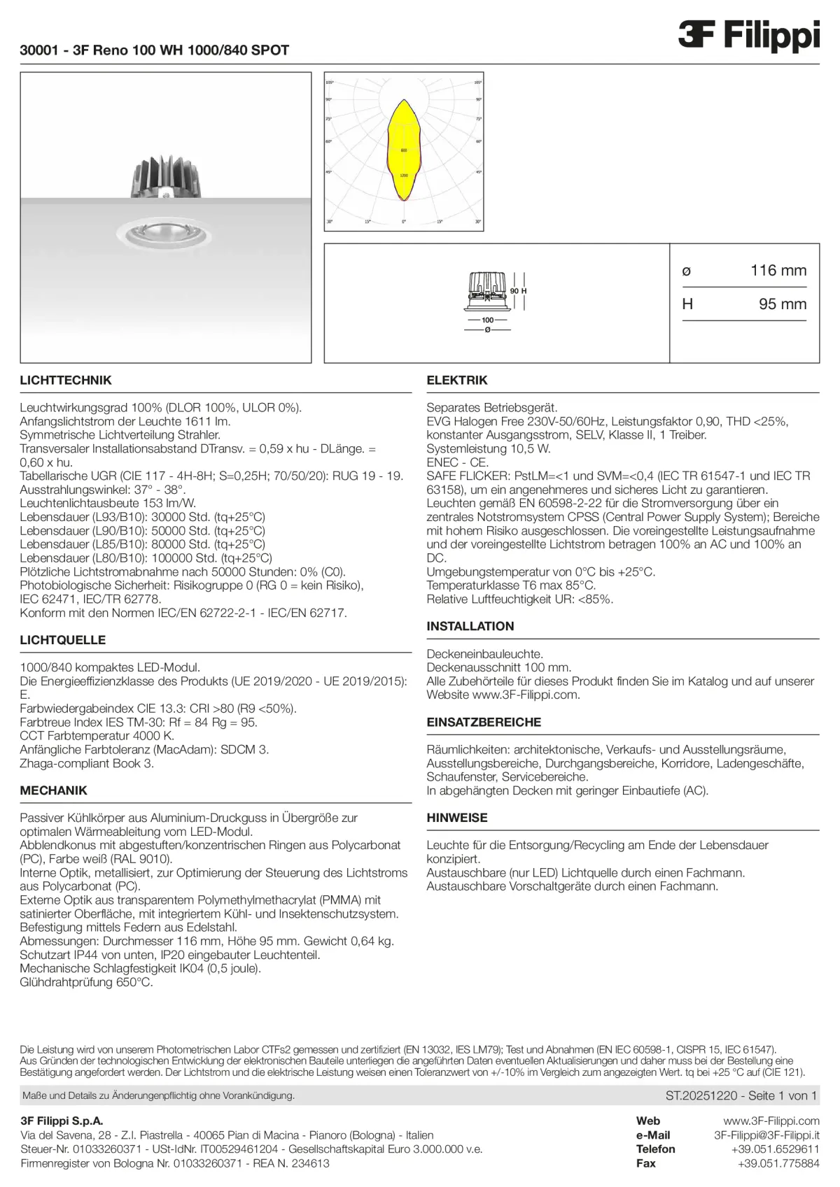 30001 - 3F Reno 100 WH 1000-840 SPOT - Datasheet - de