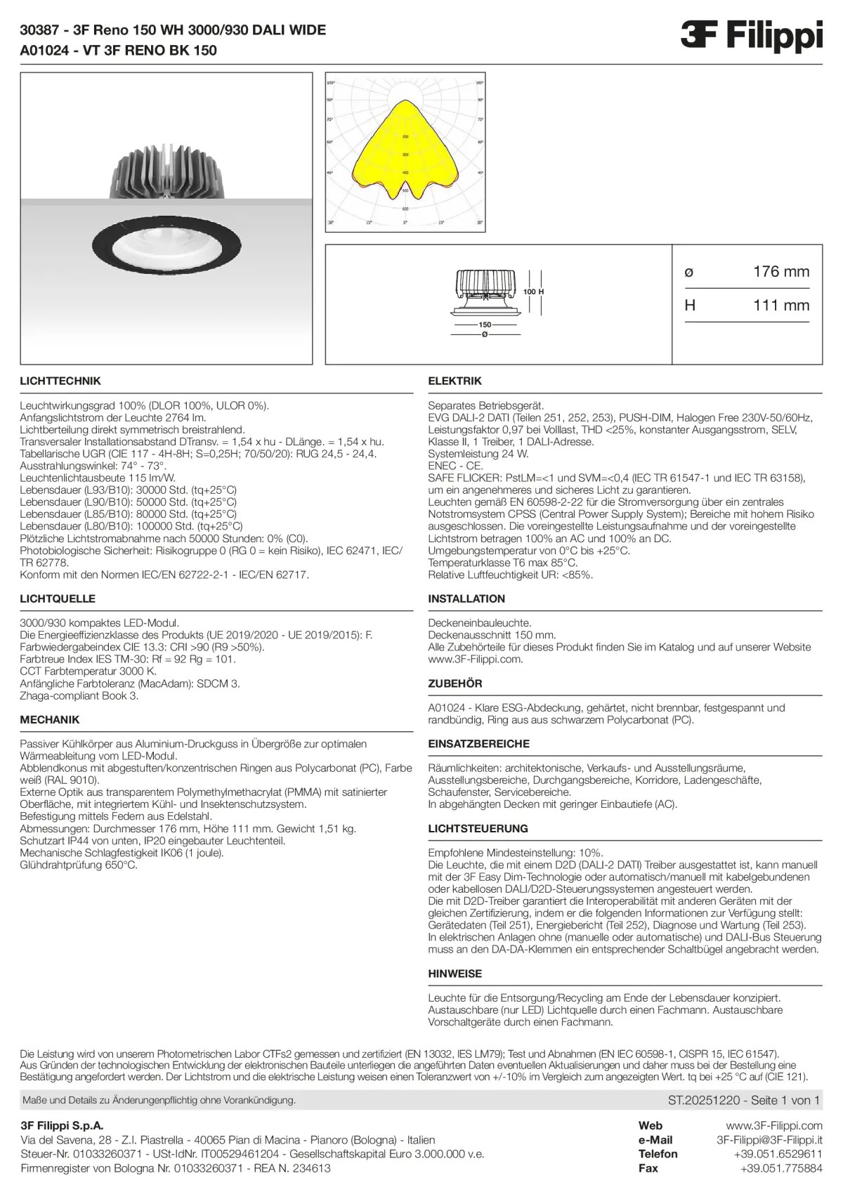 30387+A01024 - 3F Reno 150 WH 3000-930 DALI WIDE + VT BK - Datasheet - de