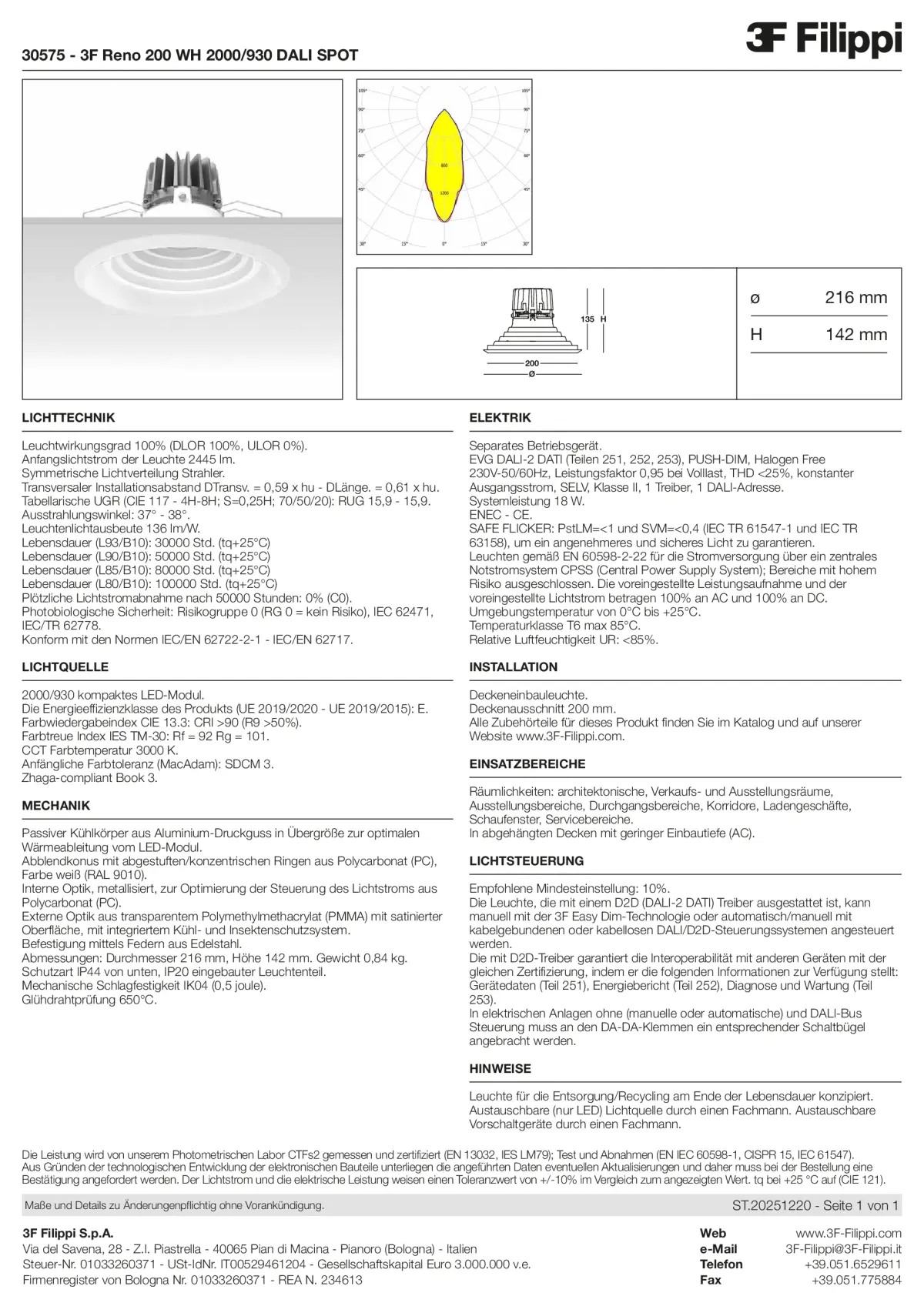 30575 - 3F Reno 200 WH 2000-930 DALI SPOT - Datasheet - de