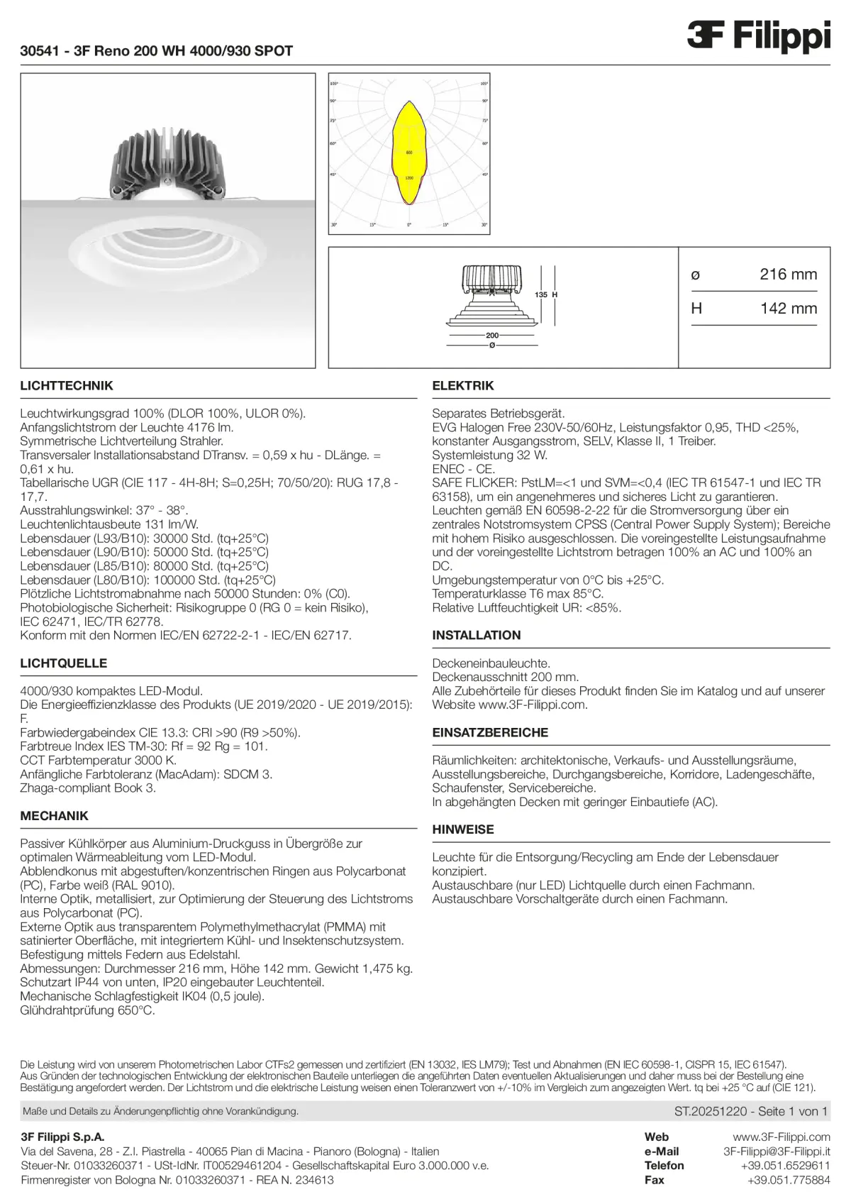 30541 - 3F Reno 200 WH 4000-930 SPOT - Datasheet - de