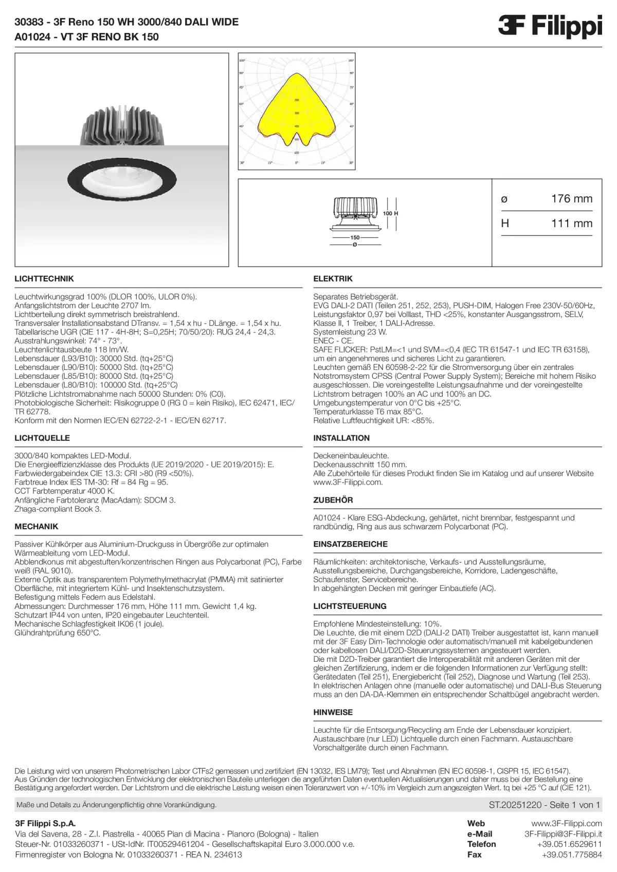 30383+A01024 - 3F Reno 150 WH 3000-840 DALI WIDE + VT BK - Datasheet - de