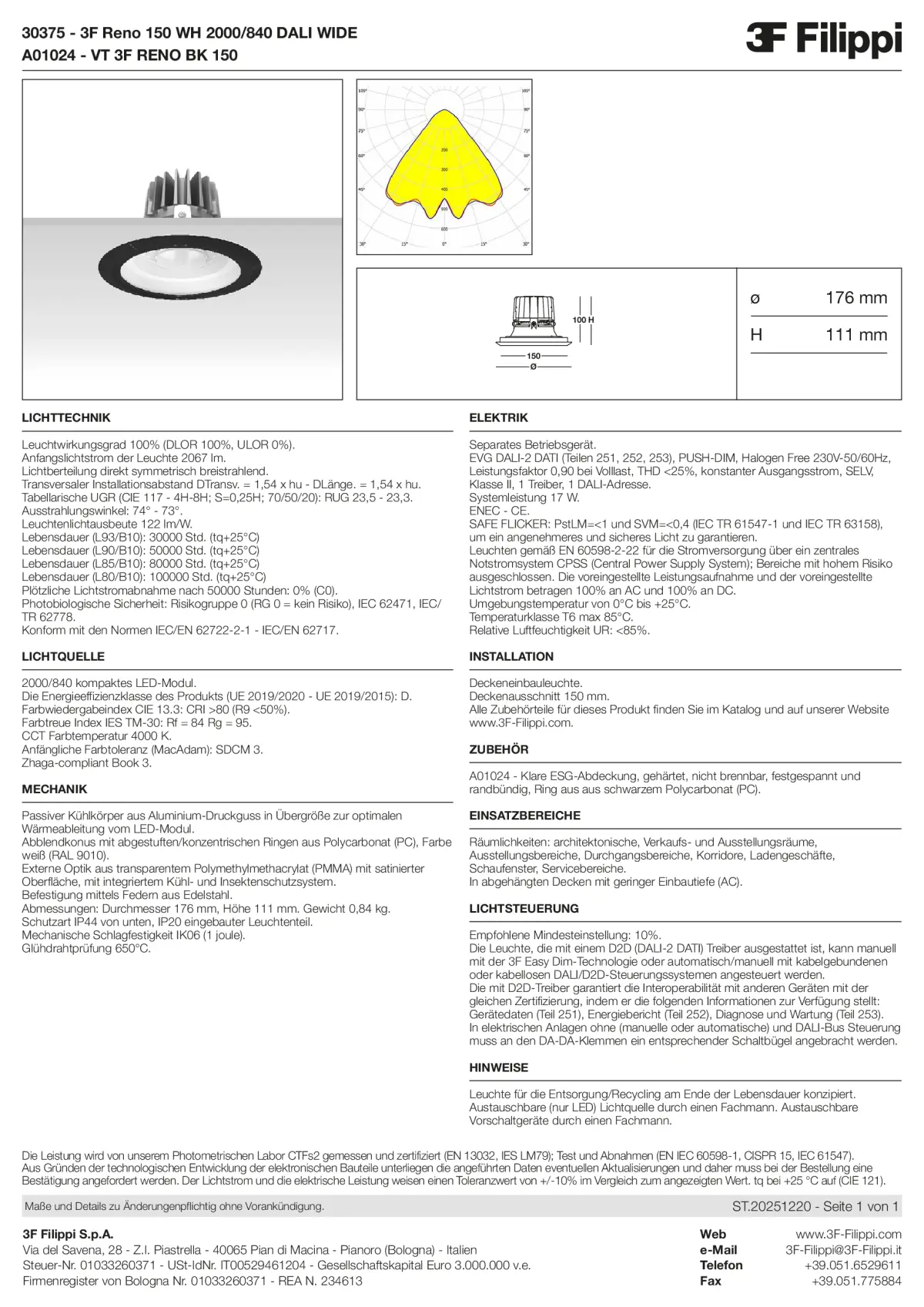 30375+A01024 - 3F Reno 150 WH 2000-840 DALI WIDE + VT BK - Datasheet - de
