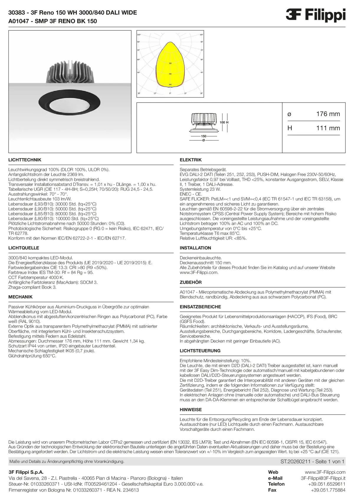 30383+A01047 - 3F Reno 150 WH 3000-840 DALI WIDE + SMP BK - Datasheet - de