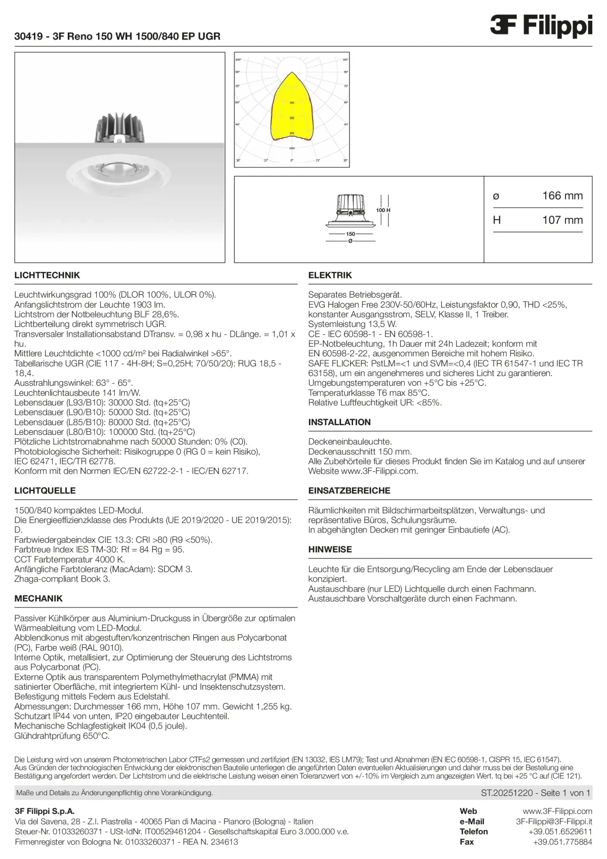 30419 - 3F Reno 150 WH 1500-840 EP UGR - Datasheet - de