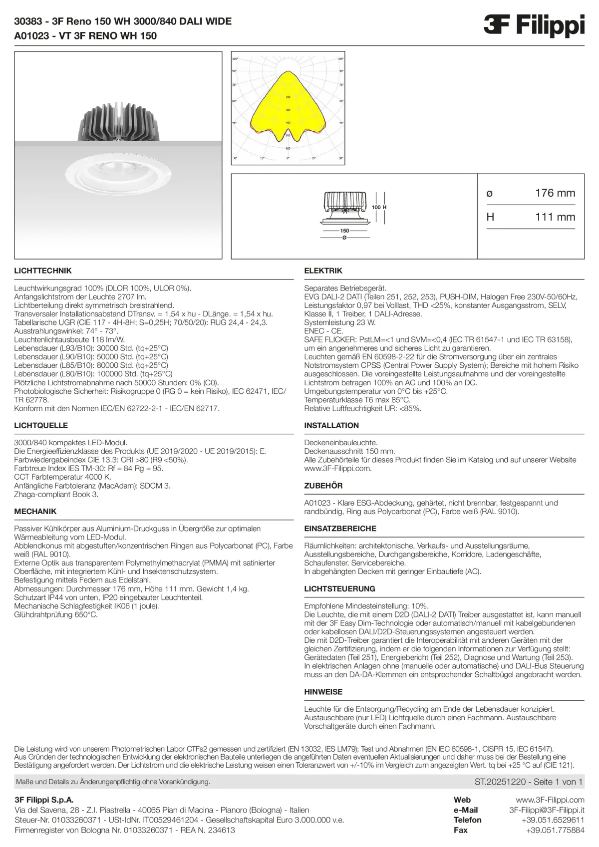 30383+A01023 - 3F Reno 150 WH 3000-840 DALI WIDE + VT WH - Datasheet - de