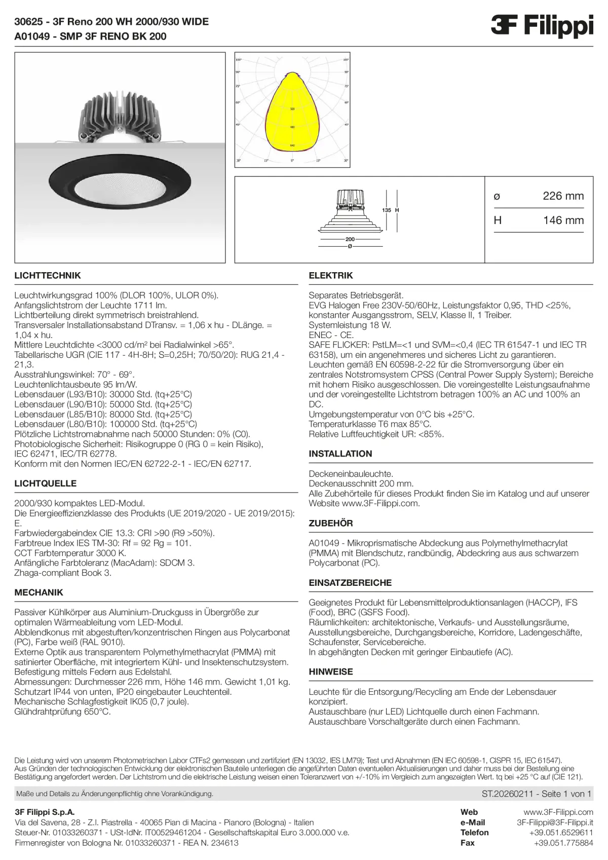 30625+A01049 - 3F Reno 200 WH 2000-930 WIDE + SMP BK - Datasheet - de
