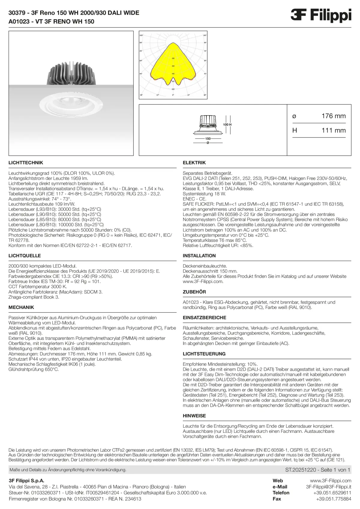 30379+A01023 - 3F Reno 150 WH 2000-930 DALI WIDE + VT WH - Datasheet - de