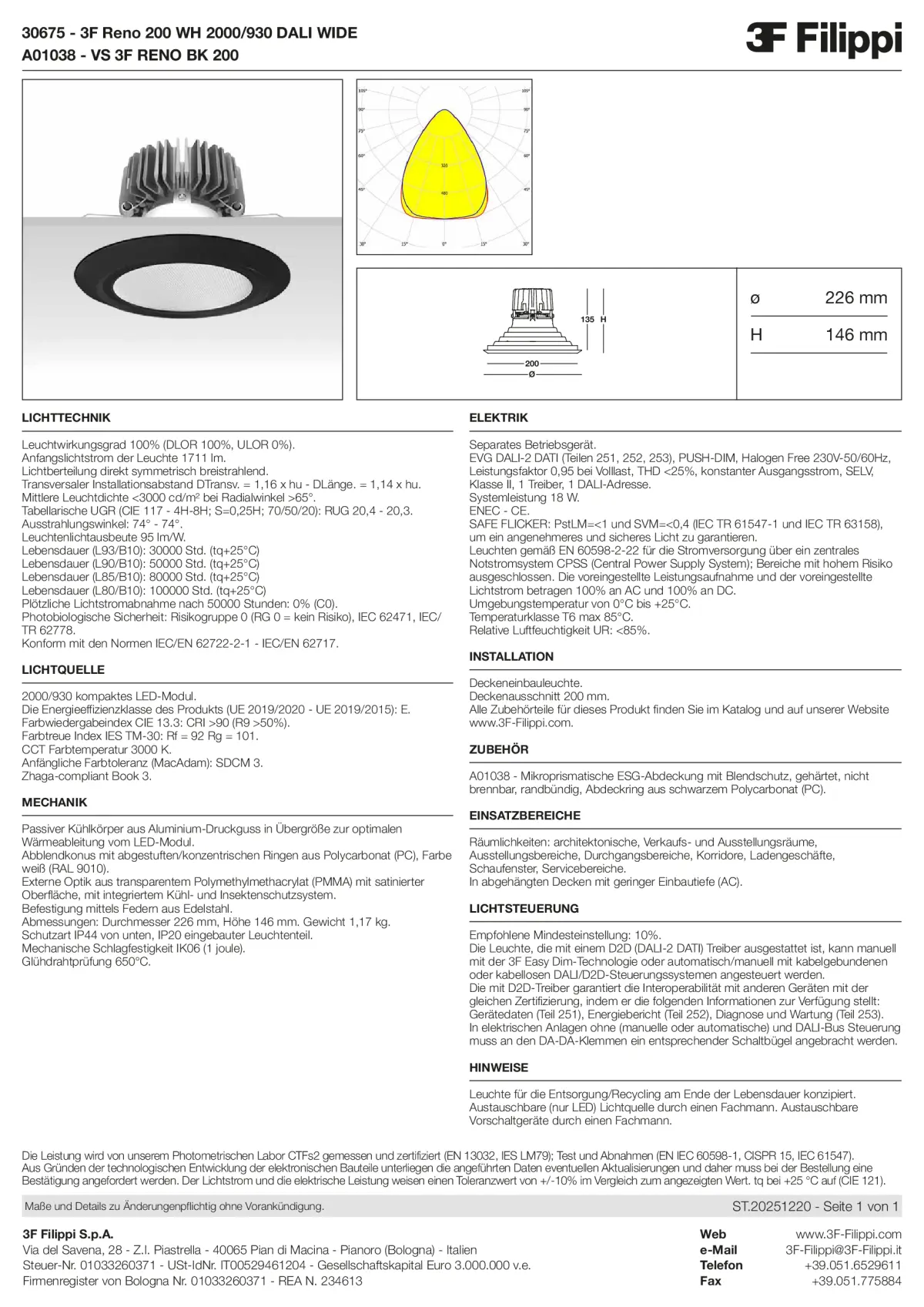 30675+A01038 - 3F Reno 200 WH 2000-930 DALI WIDE + VS BK - Datasheet - de