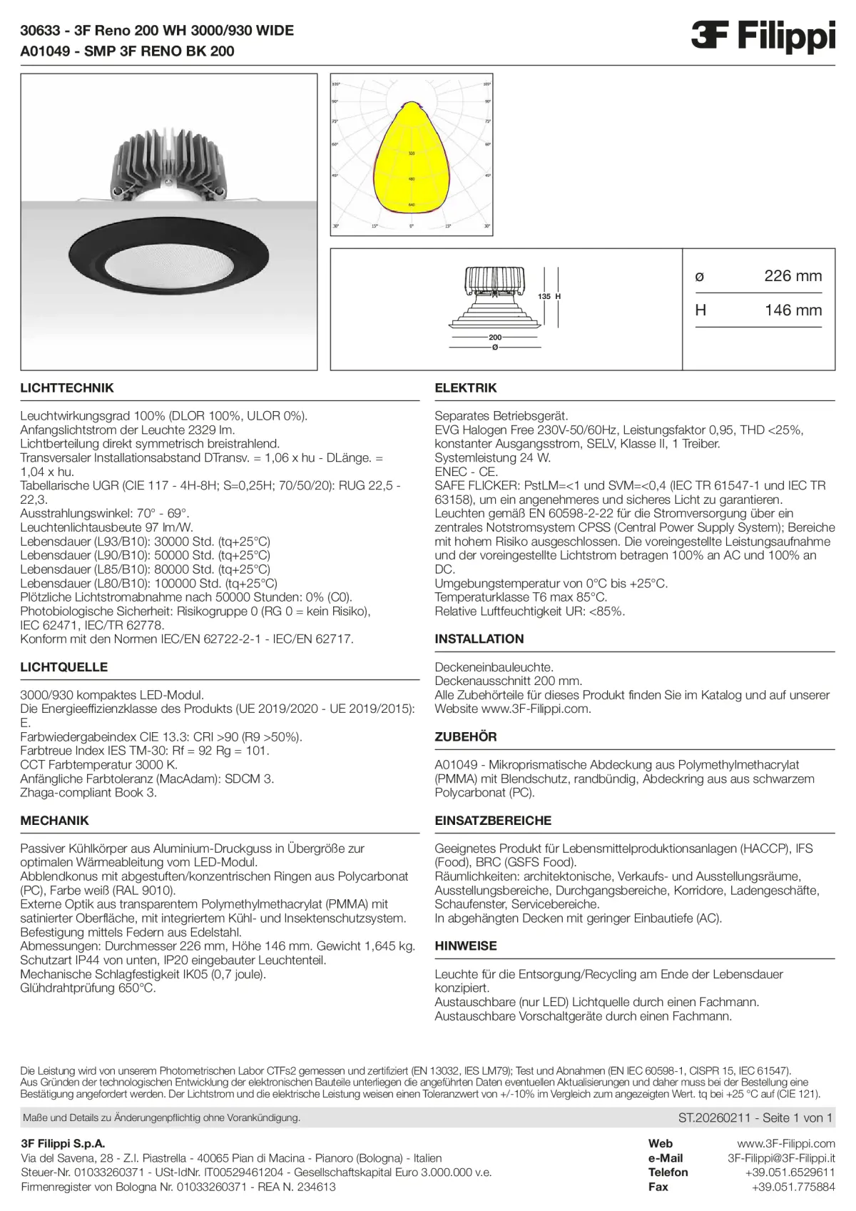 30633+A01049 - 3F Reno 200 WH 3000-930 WIDE + SMP BK - Datasheet - de
