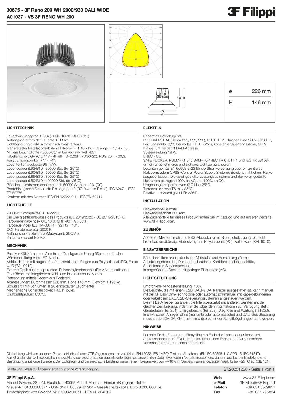 30675+A01037 - 3F Reno 200 WH 2000-930 DALI WIDE + VS WH - Datasheet - de