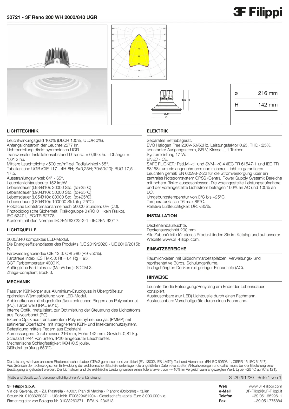 30721 - 3F Reno 200 WH 2000-840 UGR - Datasheet - de