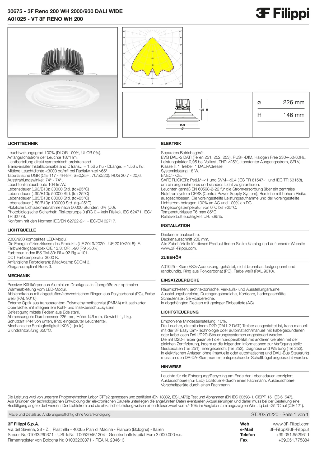 30675+A01025 - 3F Reno 200 WH 2000-930 DALI WIDE + VT WH - Datasheet - de