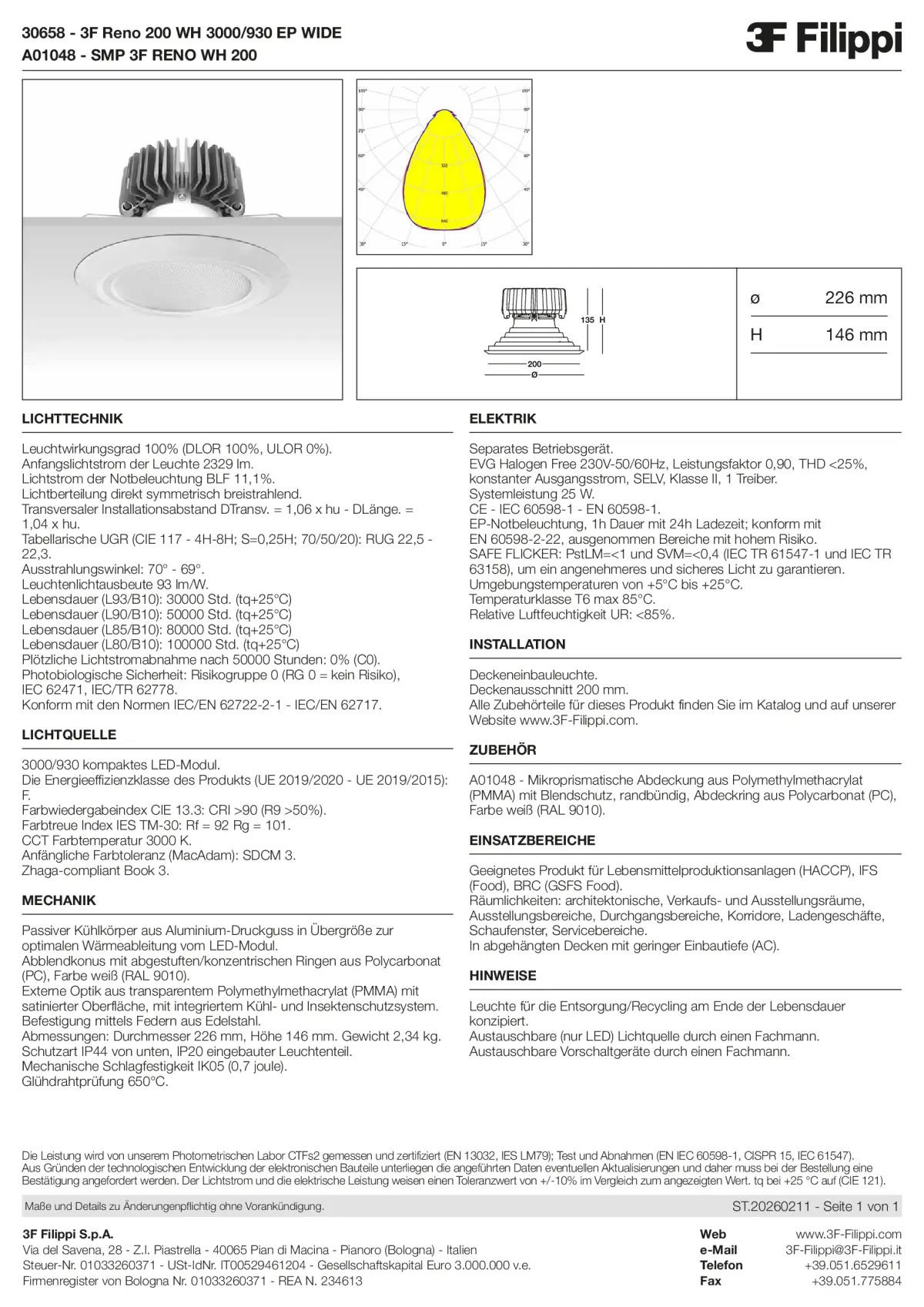 30658+A01048 - 3F Reno 200 WH 3000-930 EP WIDE + SMP WH - Datasheet - de
