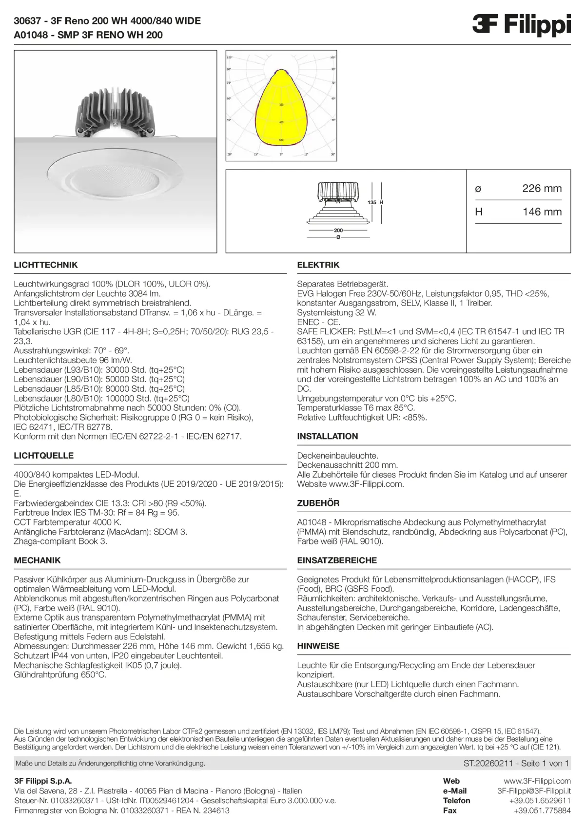 30637+A01048 - 3F Reno 200 WH 4000-840 WIDE + SMP WH - Datasheet - de