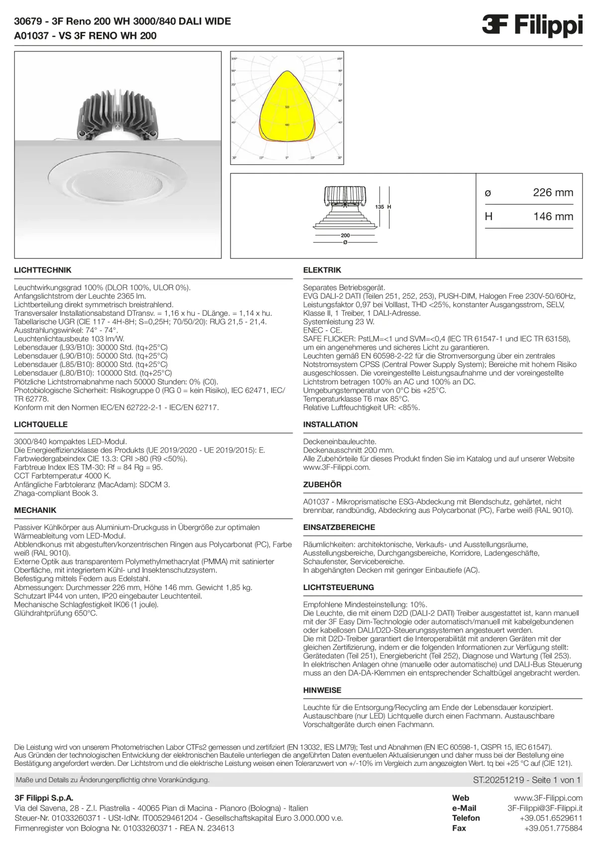 30679+A01037 - 3F Reno 200 WH 3000-840 DALI WIDE + VS WH - Datasheet - de