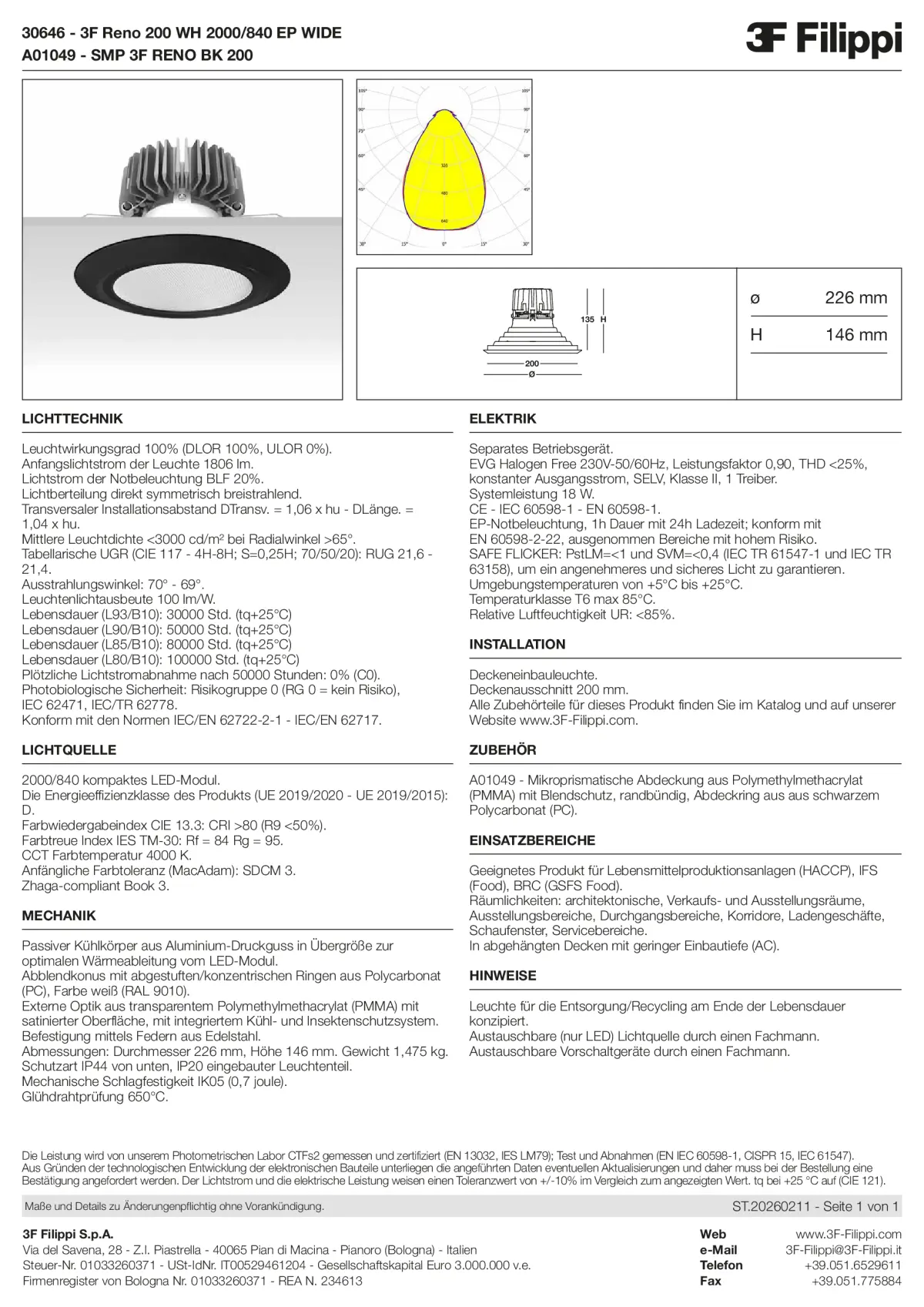 30646+A01049 - 3F Reno 200 WH 2000-840 EP WIDE + SMP BK - Datasheet - de