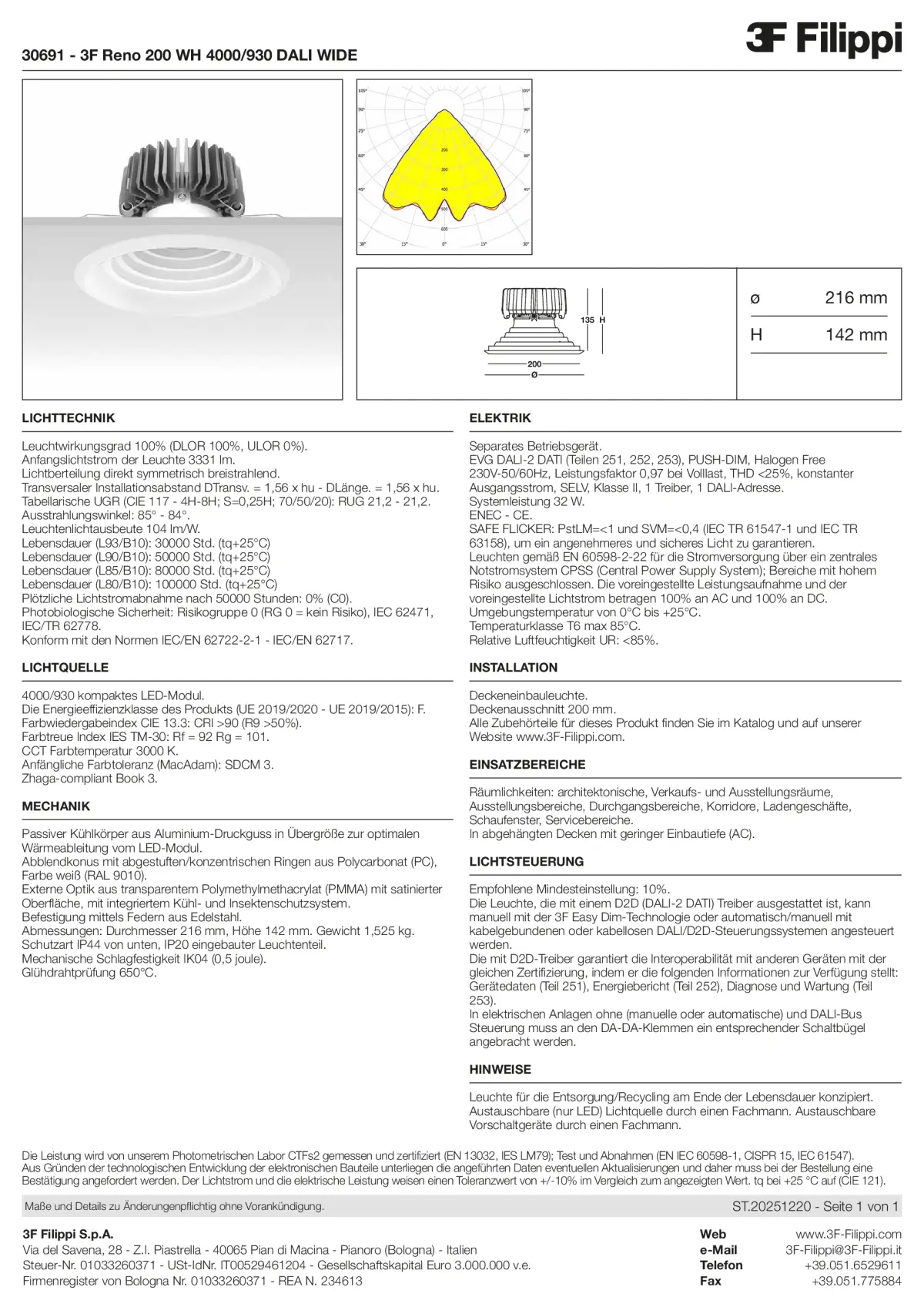 30691 - 3F Reno 200 WH 4000-930 DALI WIDE - Datasheet - de