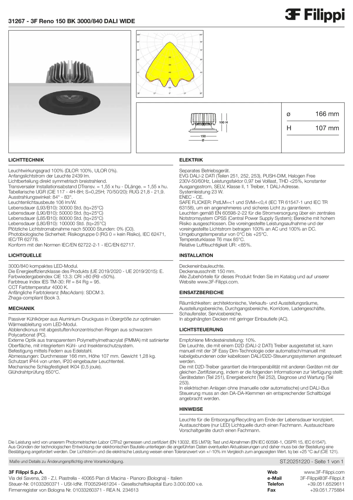 31267 - 3F Reno 150 BK 3000-840 DALI WIDE - Datasheet - de