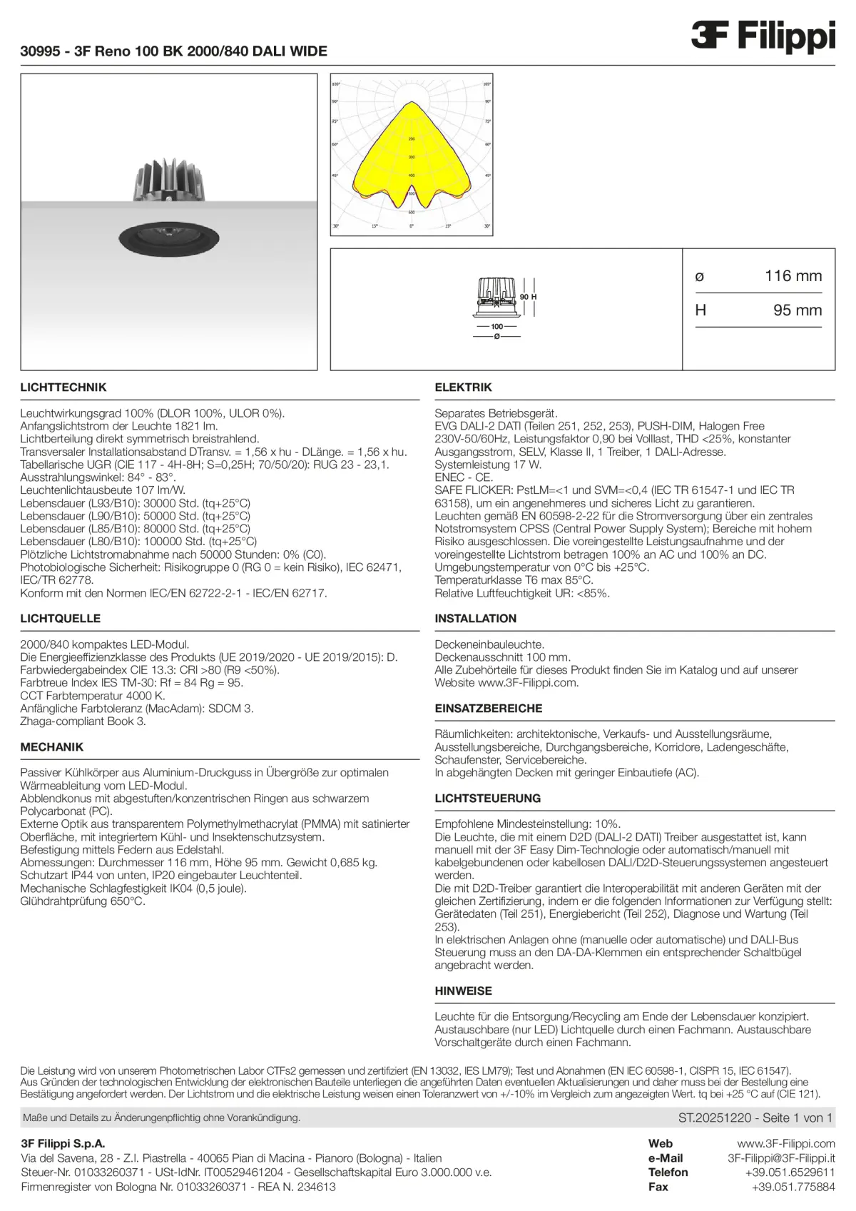 30995 - 3F Reno 100 BK 2000-840 DALI WIDE - Datasheet - de