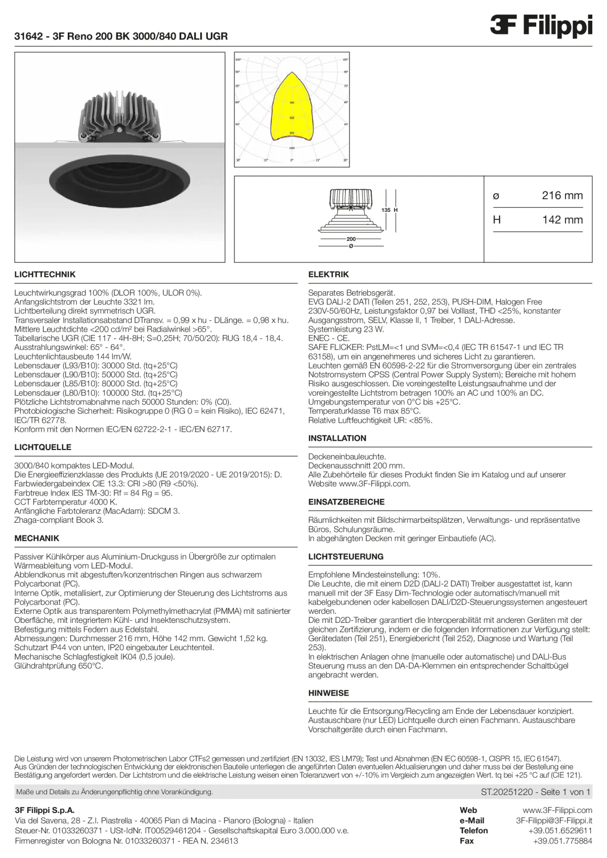 31642 - 3F Reno 200 BK 3000-840 DALI UGR - Datasheet - de